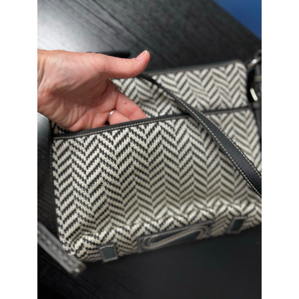 Classic Old Money Style Woven Black and White Herribone Purse by The Sak - Picture 8 of 9